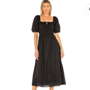 Faithful The Brand Maurelle Midi Dress in Plain Black